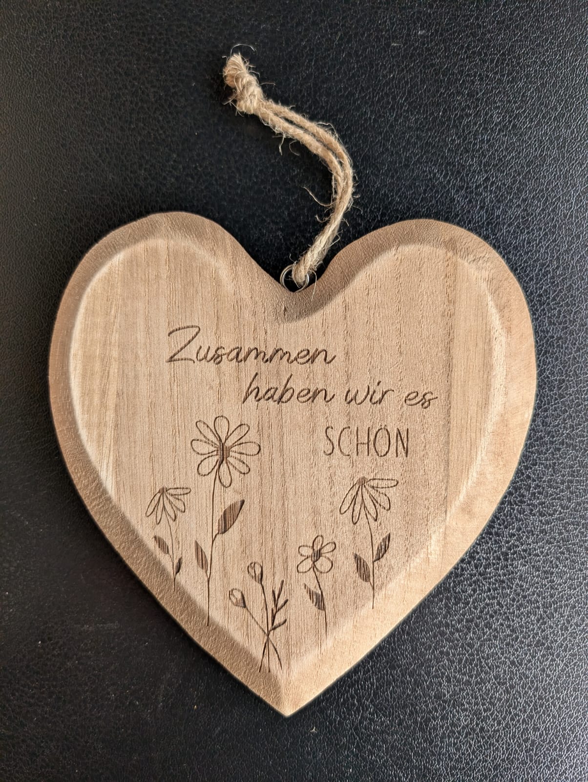 Holzherz mit Spruch