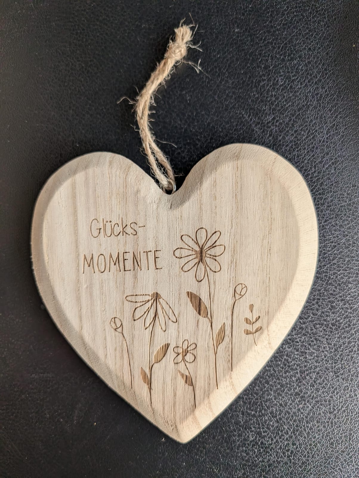 Holzherz mit Spruch