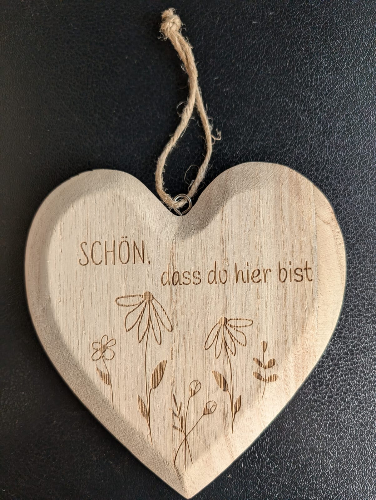 Holzherz mit Spruch