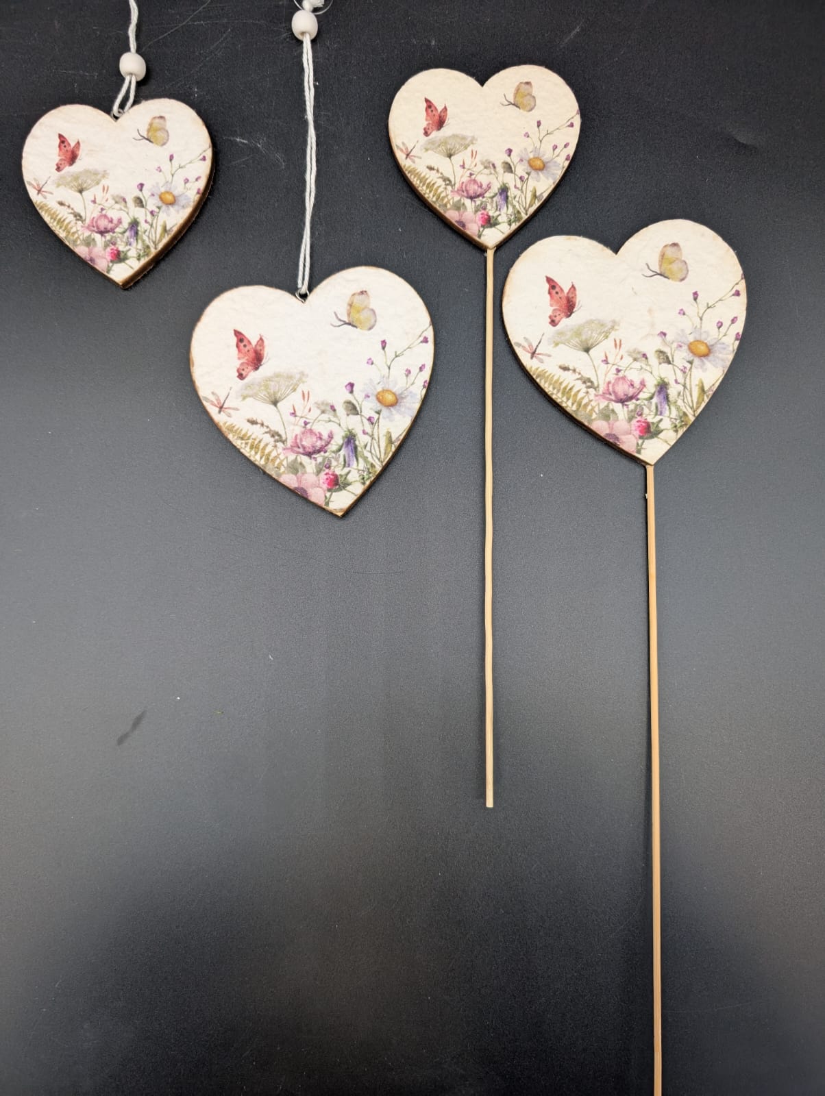 Herz mit Blumendruck Hänger und Stecker